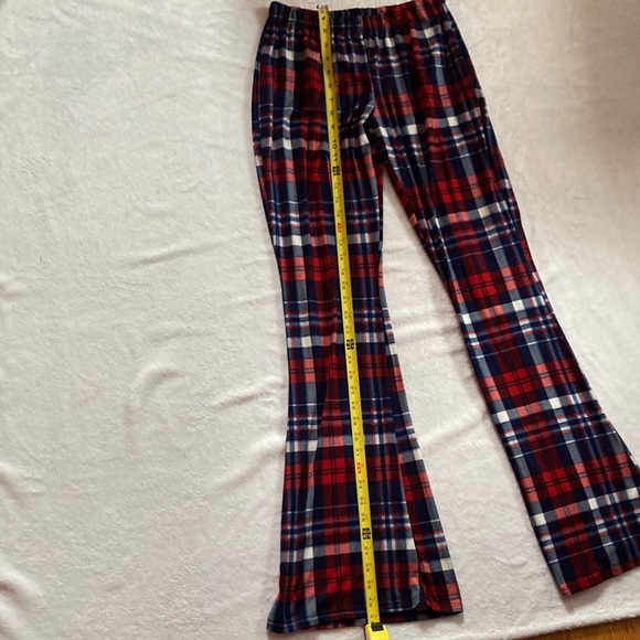 Plaid Pattern Flare Bottoms - Picture 2 of 6